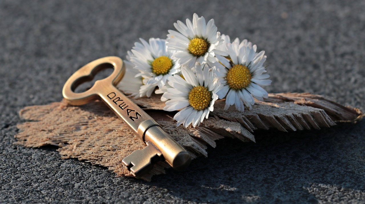 A hand holding a key up against a bright sun in the background