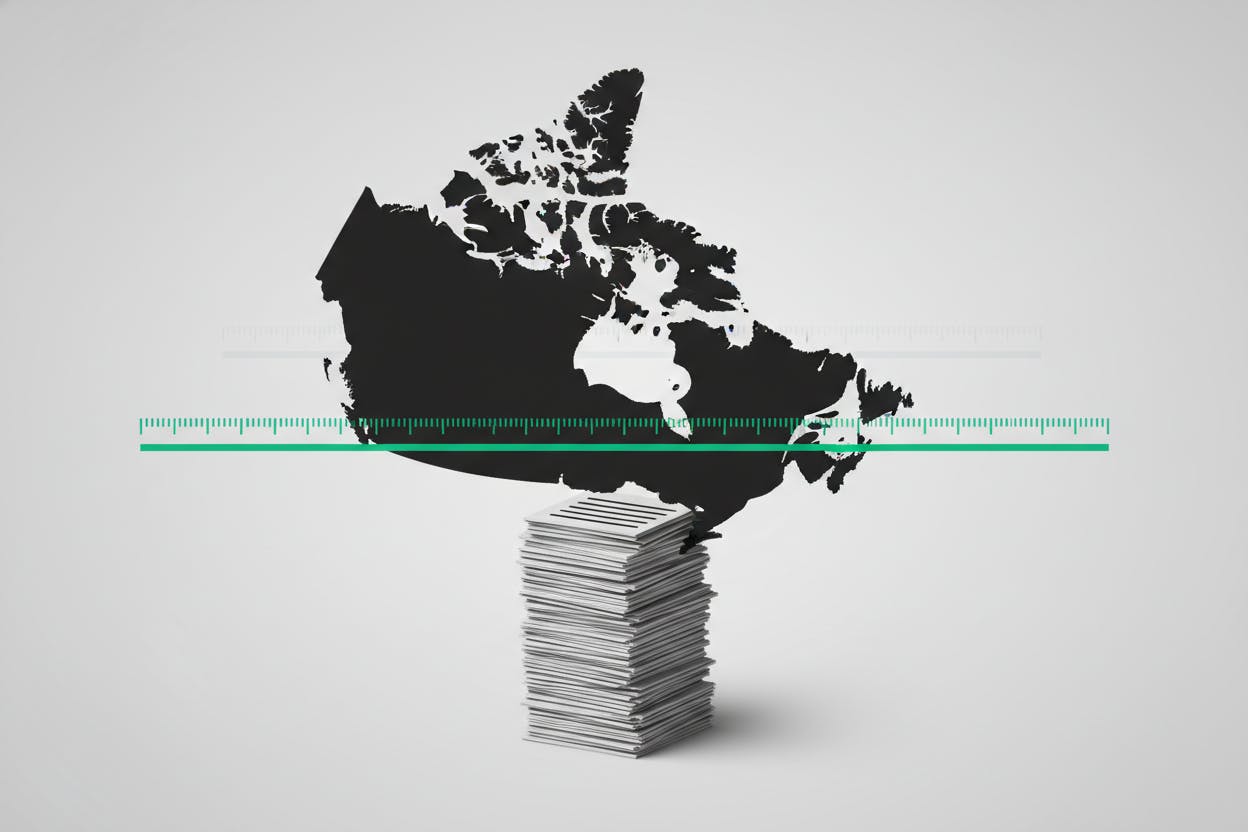 A comparison chart showing rising insolvency totals against a stabilized per-capita rate across Canada.