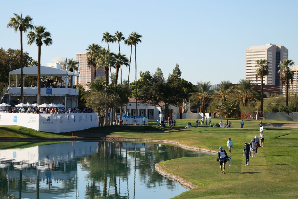 Golfer Mark Hensby on the 15th hole at Phoenix Country Club.