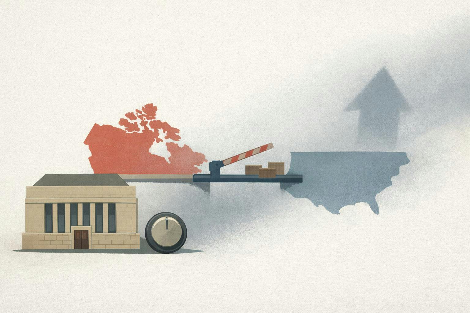 Infographic style graphic with the text 'Bank of Canada Hit Pause, But Hikes Still Lurk'.