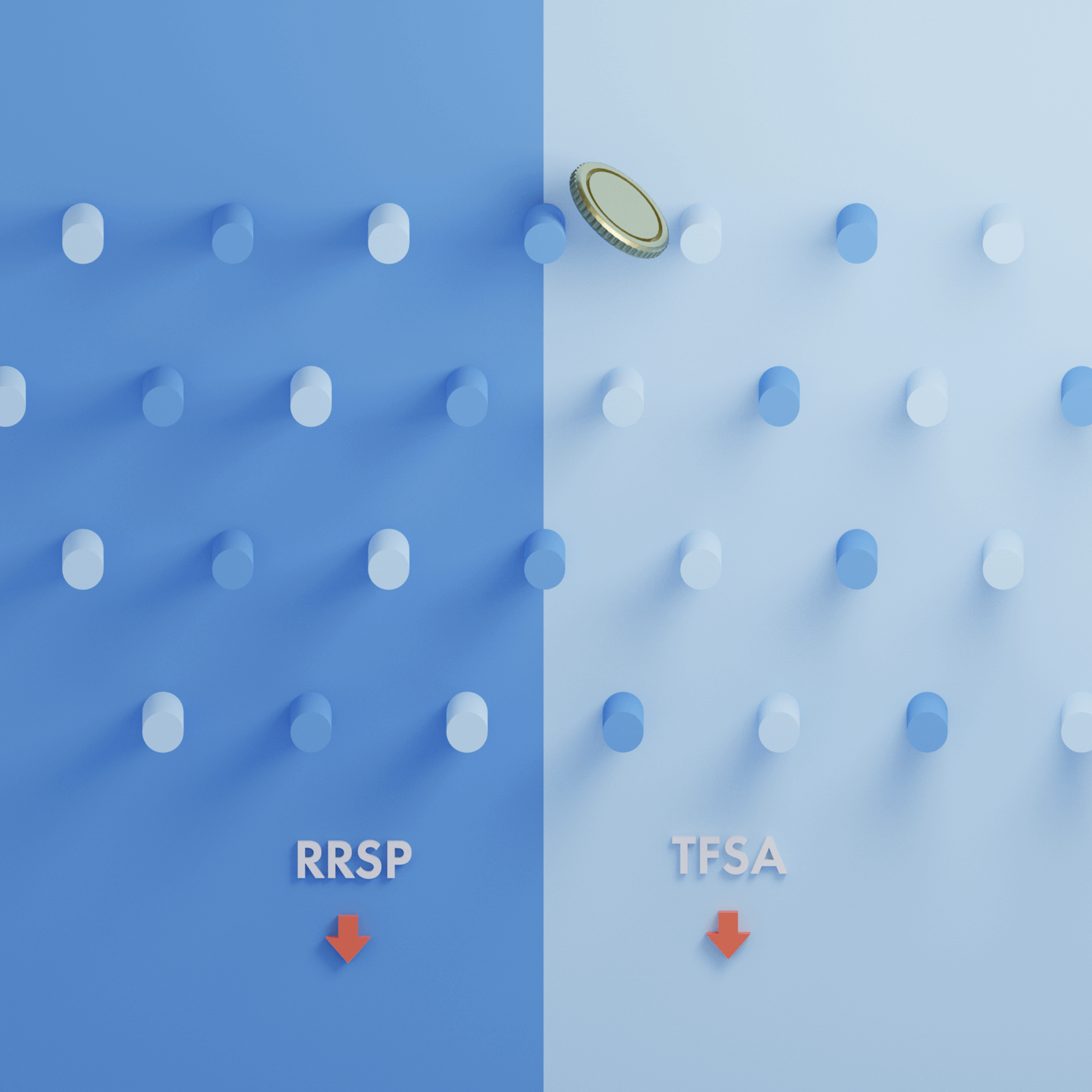 A comparative graphic illustration showing RRSP and TFSA account options side by side.