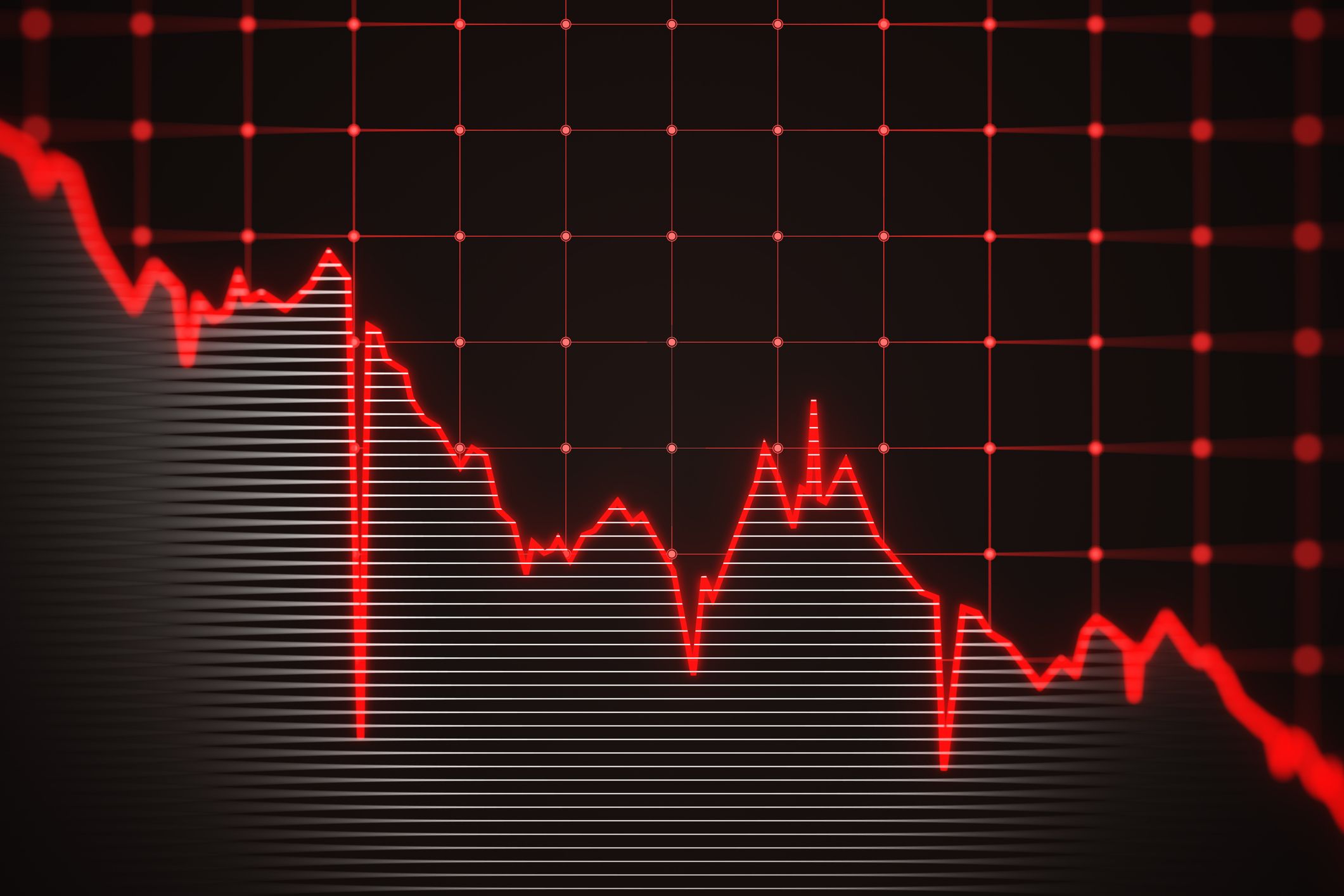 Infographic showing a comparison between the falling Dow Jones index and rising crude oil prices.